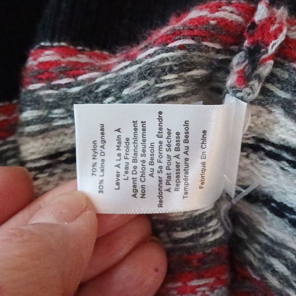 🔥🔥Talbots Fair Isle Nylon & Lambswool Cardigan sweater red Black M - Picture 10 of 11